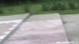 Nasty Bombshell blowing dick at poolside