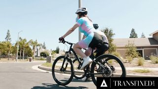 TRANSFIXED - Great Emma Rose Receives Open Mouth Facial From Cyclist Buddy During Rough Hard Fucked