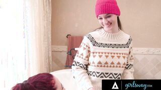 GIRLSWAY - Super Hazel Moore Pampers Ginger Stepmom, Ends Up Getting HARD FINGERS Inside Bathtub!