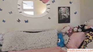 Red Haired Woman With Blue Dildo