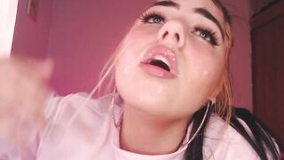 Egirl spits and drools all over penis - Ahegao head