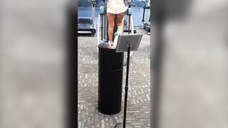 Trina posing gym patrons during our travels
