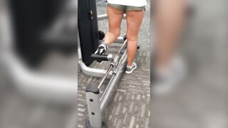 Trina posing gym patrons during our travels