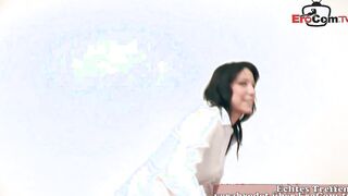 Ebony-haired skank at a real casting