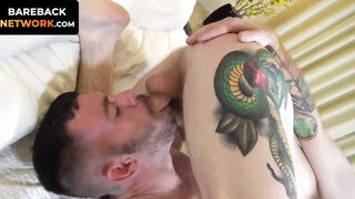 Seamus rides Brogan Reed's cock like a pro sliding bareback into his hole and fucks h