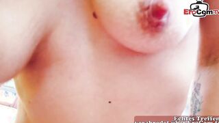Unattractive old woman with tiny jugs pov