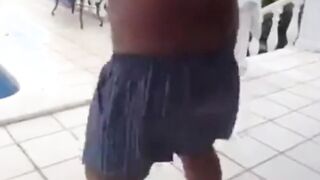Fat Latin Daddy Strips Outdoors with His Bear