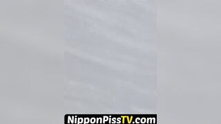 Enchanting stockings wearing Asian adolescent peeing in broad daylight
