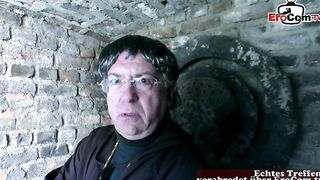 Priest fucks adorable nun during sex into church