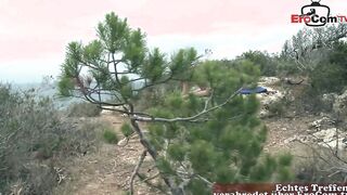 Outdoors sex on vacation with blonde Barra Brass