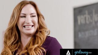 GIRLSWAY - Bombshell Teachers Sophia Locke & Gal Ritchie Dominate College Girl Cherry Kiss With Rough Hard Sex!