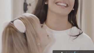 GIRLSWAY - Thin Dark Haired Into Panties Emily Willis Has Passionate Real Hard Sex With goddess Blonde
