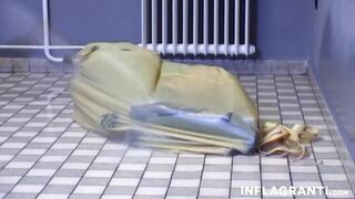 Girlfriend into pvc punish her slaves