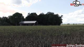 Fucking into the barn with a older German woman