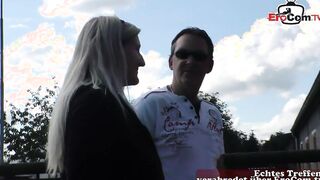 Fucking into the barn with a older German woman