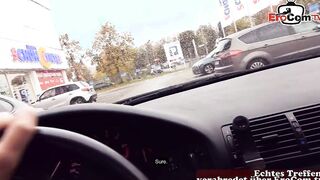Fucking inside the vehicle at the drive-into with a vulgar MILF