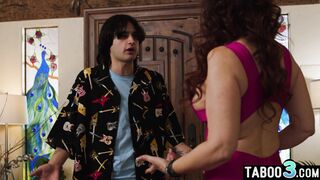 Mature stepmother welcoming her stepson
