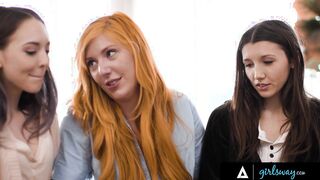 GIRLSWAY - milf Babysitter Lauren Phillips Wants Teens Neighbor Lily Larimar & Maya Woulfe's Pussies