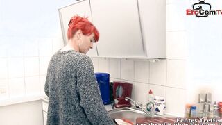 Ginger wifey screwed by hubby inside the kitchen