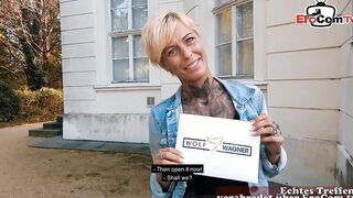 Inked blonde recorded at a real sex met