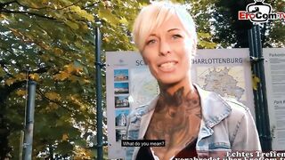 Inked blonde recorded at a real sex met
