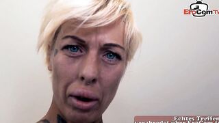 Inked blonde recorded at a real sex met
