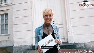 Inked blonde recorded at a real sex met