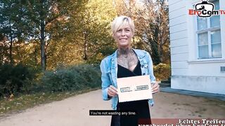 Inked blonde recorded at a real sex met