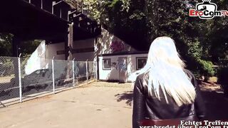 Outside sex met inside the forest with a chubby blonde