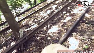 Outside sex met inside the forest with a chubby blonde
