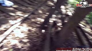 Outside sex met inside the forest with a chubby blonde