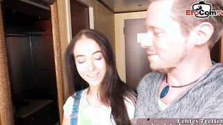 Sweet teenagers with mini hooters seduces for sex inside the hotel