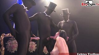 Anal gang bang inside the gentlemen's club with a goddess whore