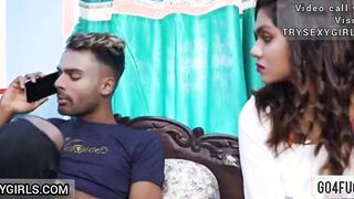 Indian desi Sexy Girlfriend Hardcore Sex With her Boyfriend and Father Threeesome sex
