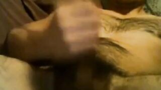 Uncut Latino Plays with His Big Dick and Cums Inside His Foreskin
