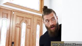 Busty Dee Williams & Petite Ember Snow Catch Xander Corvus Masturbate While They Work