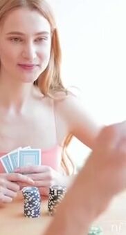 For their date night this month, Ivi Rein and Ricky Rascal have decided to go for a poker tournament. They dole out chips and Ivi deals. She lures Ricky inside a false sense of having the better hand, earning all his chips.Getting up Ivi stands behind Ric