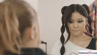 Petite asian fingered by her lesbian bff