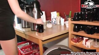 Drinking coffee with sperm after a Bombshell gang bang