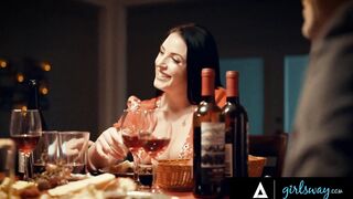 GIRLSWAY - Lonely Woman Cheats On Her Hubby With His Boss' Wifey Angela White During Lovers Dinner