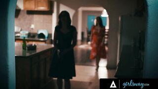 GIRLSWAY - Lonely Woman Cheats On Her Hubby With His Boss' Wifey Angela White During Lovers Dinner