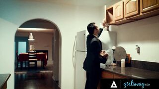GIRLSWAY - Lonely Woman Cheats On Her Hubby With His Boss' Wifey Angela White During Lovers Dinner