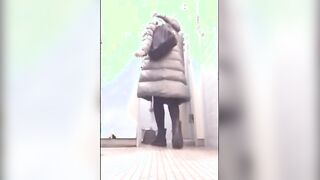 Asian Crossdresser Cums Outside