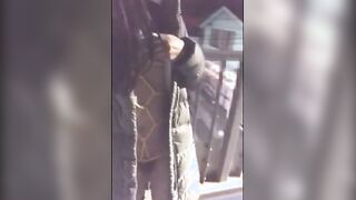Asian Crossdresser Cums Outside