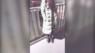 Asian Crossdresser Cums Outside