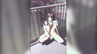 Asian Crossdresser Cums Outside