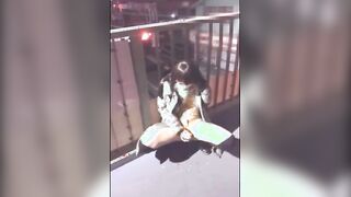 Asian Crossdresser Cums Outside
