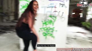 Outside date with sex and a Beauty German Hispanic