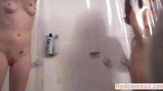 Sexy Stepsisters With Perfect Bodies Secretly Filmed Taking A Shower Together