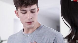 Eliza Ibarra is a bit of a new age women. After walking through the house with some cleansing sage, she's just beginning to light candles and incense when her BF's son Parker Ambrose walks inside. Eliza asks what he's doing home and he tells her that he